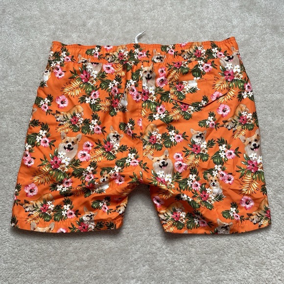 Black Matter Corgi Floral Swim Trunks Mens XL Orange NWT - Picture 3 of 7